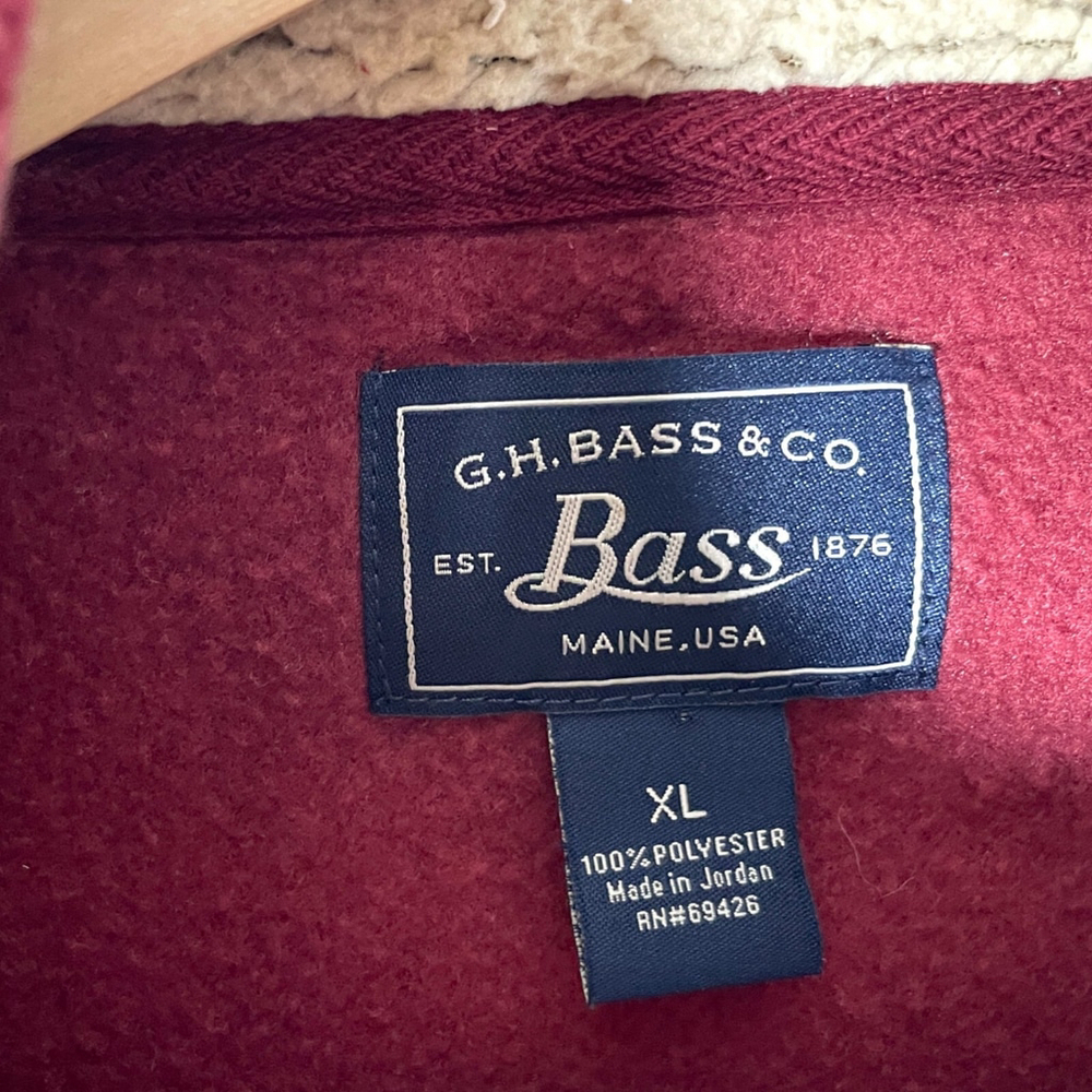 GH BASS Fleece Full Zip Vest Mens XL Tawny Port Red Hiking Outdoor Golf EUC - Picture 4 of 10